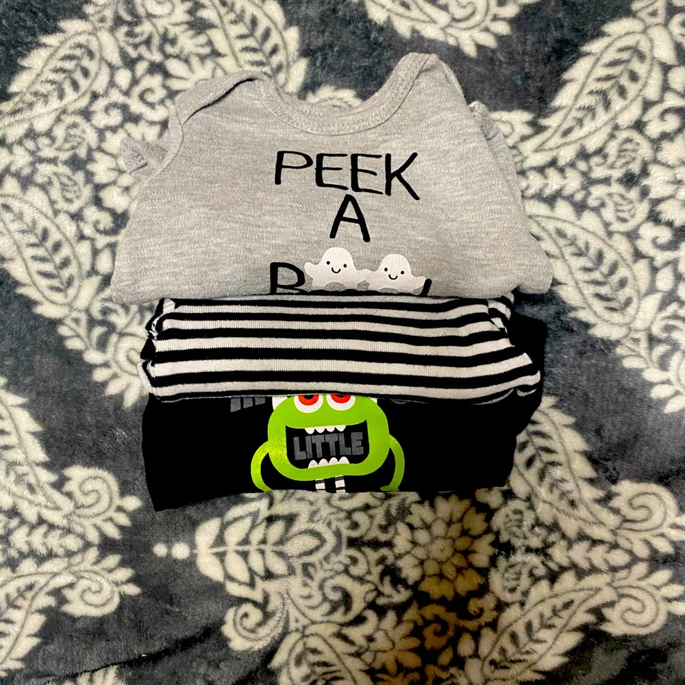 3 Pack Bundle Gender Neutral Fall Onesies Size 0-3